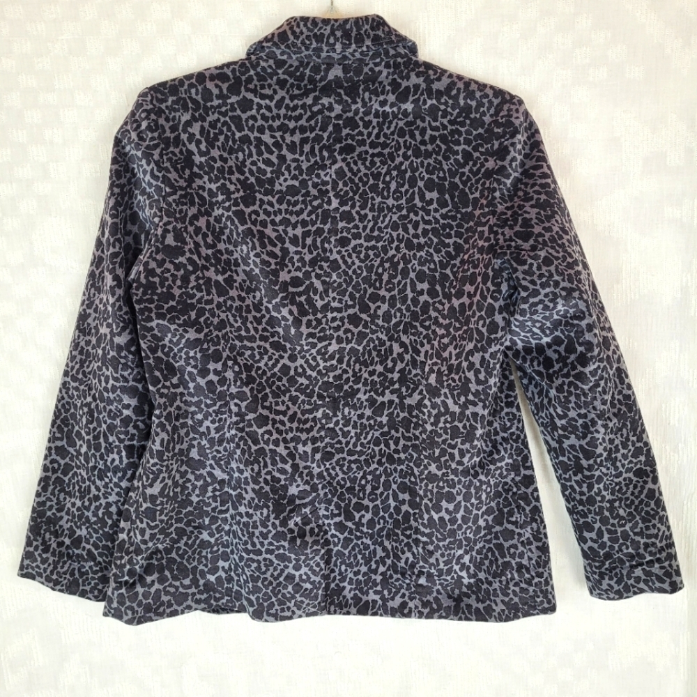 d&co Denim + Company classic gray leopard print velvet blazer classic office S - Picture 2 of 10